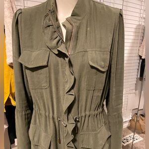 Cute army green jacket with ruffles